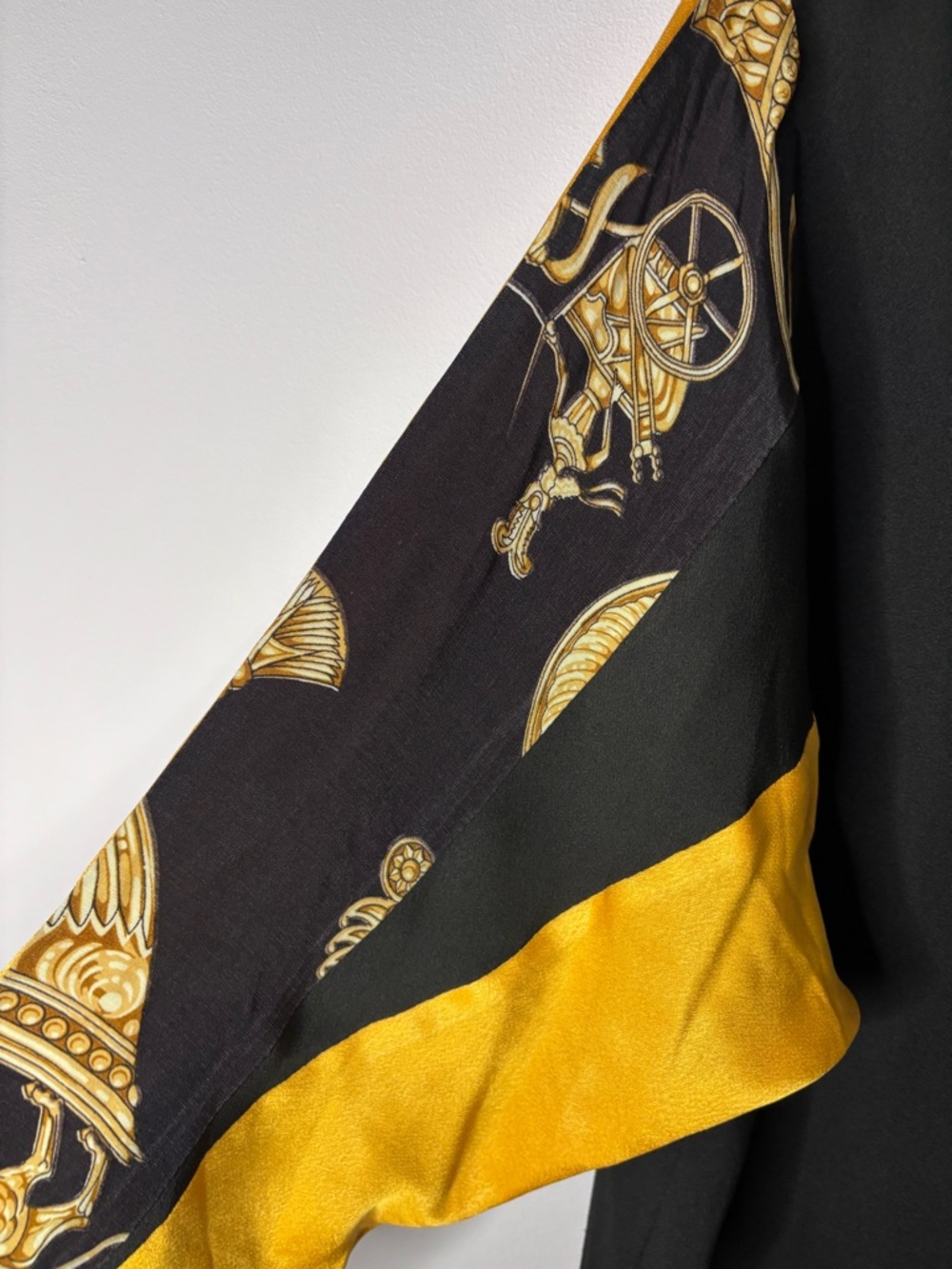Sandro Black and Gold Satin Button-Down Blouse - Picture 6 of 9